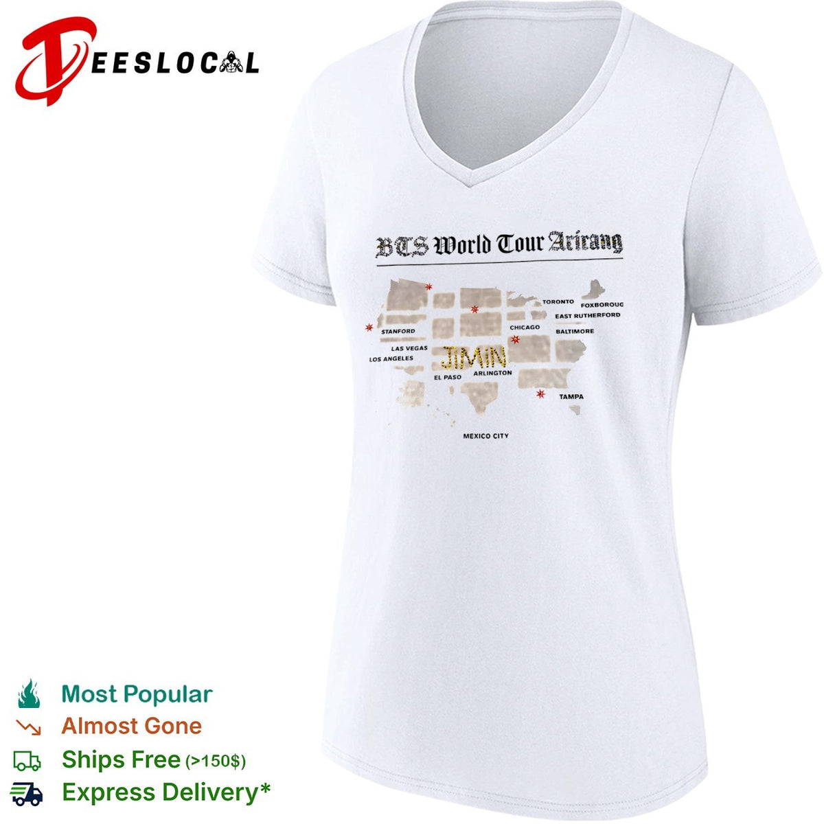 Bts World Tour Arirang Jimin Stanford Las Vegas Los Angeles El Paso Arlington shirt