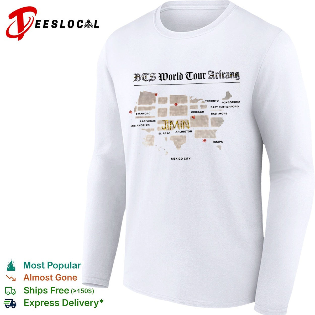 Bts World Tour Arirang Jimin Stanford Las Vegas Los Angeles El Paso Arlington shirt
