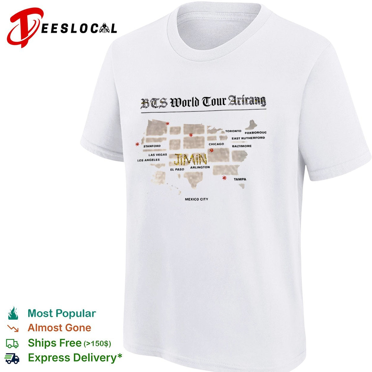 Bts World Tour Arirang Jimin Stanford Las Vegas Los Angeles El Paso Arlington shirt