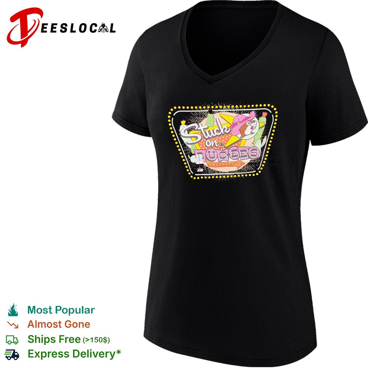 Bucees Stuck on Buc-ees Texas Mascot Cowboy Hat Desert Cactus shirt