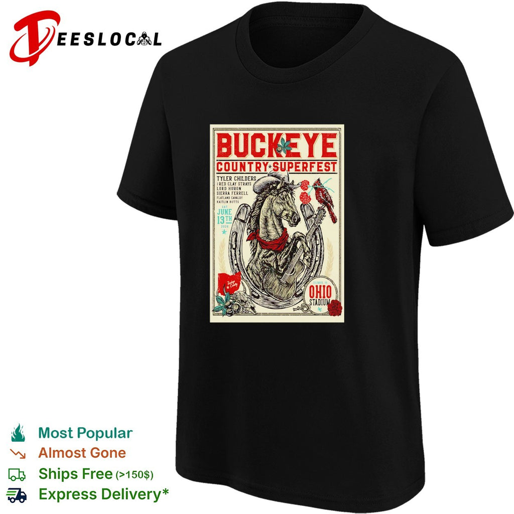 Buckeye Country Superfest multi-artist Ohio Stadium horseshoe June concert poster shirt