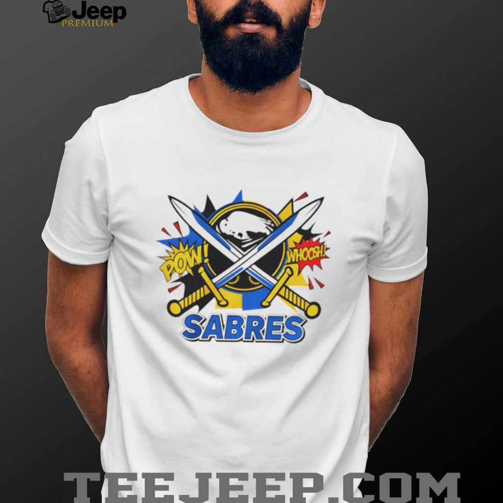 Buffalo Sabres Comic Book Style Pow Whoosh Hockey T Shirt