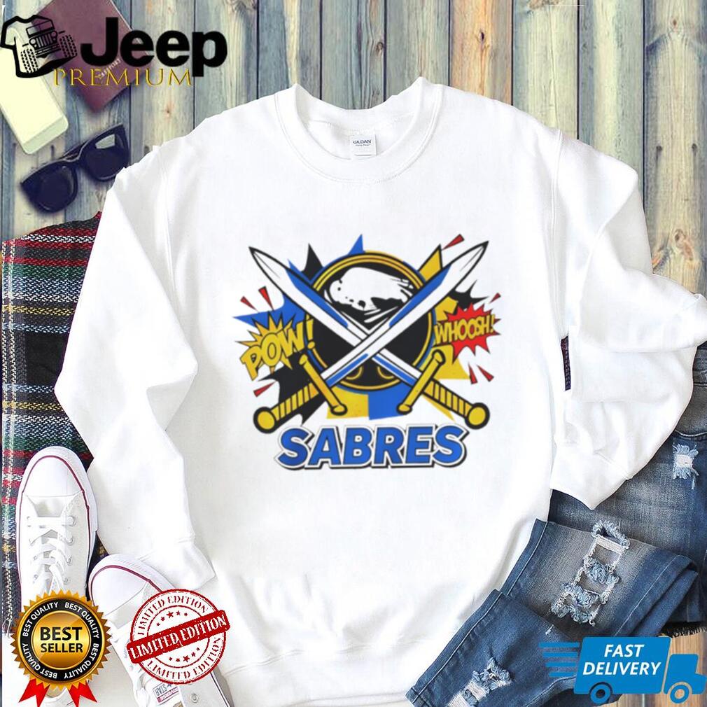 Buffalo Sabres Comic Book Style Pow Whoosh Hockey T Shirt