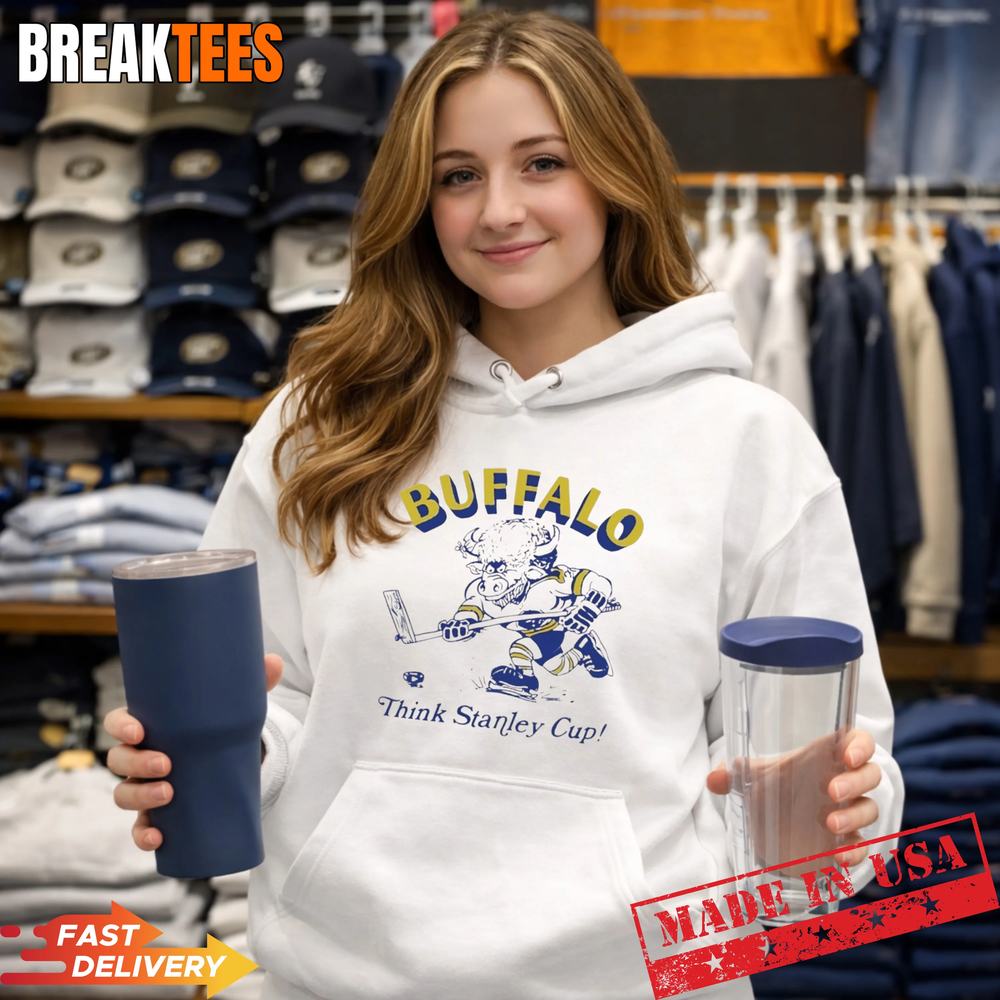 Buffalo Sabres Hockey Think Stanley Cup mascot t-shirt