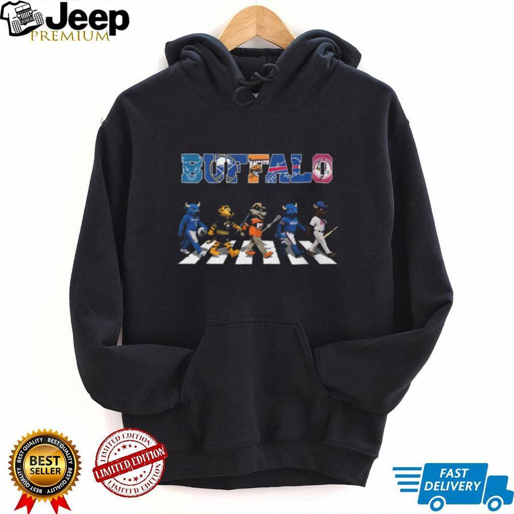 Buffalo Sports Mascots Abbey Road Crossing Sabres Bills Bisons Bandits T Shirt