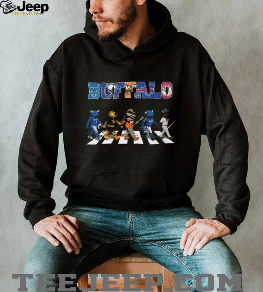Buffalo Sports Mascots Abbey Road Crossing Sabres Bills Bisons Bandits T Shirt