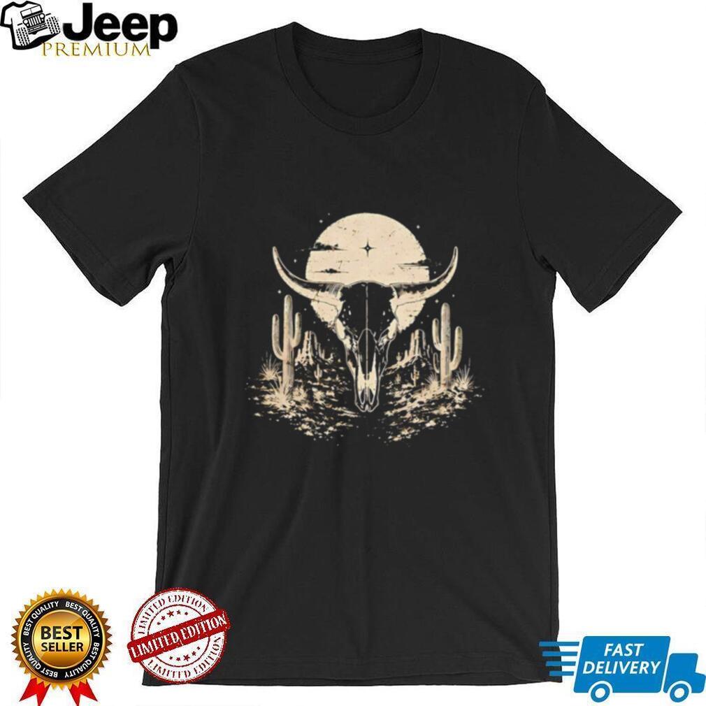 Bull Skull against desert moon vintage shirt