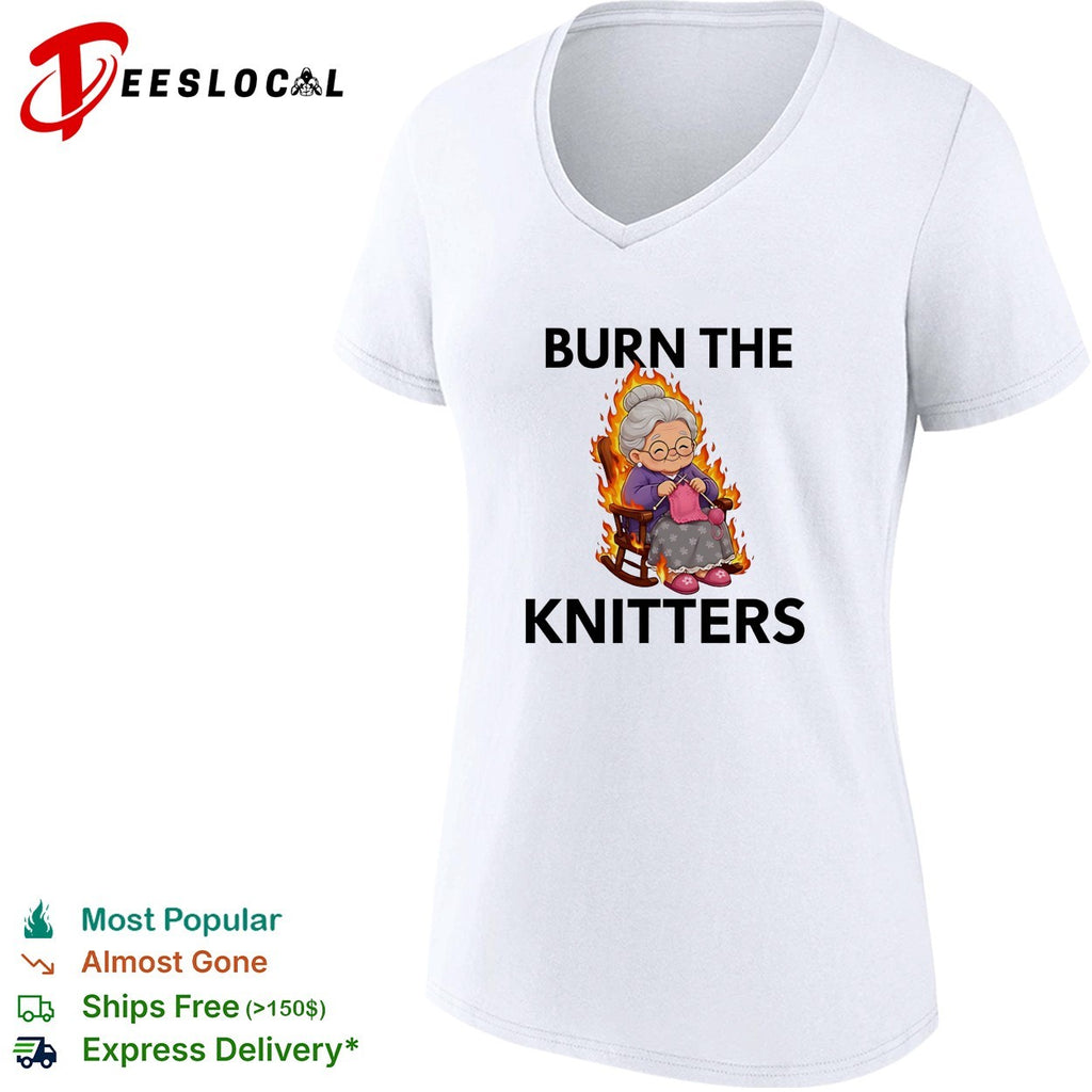 Burn the knitters grandma is crocheting flame graphic shirt