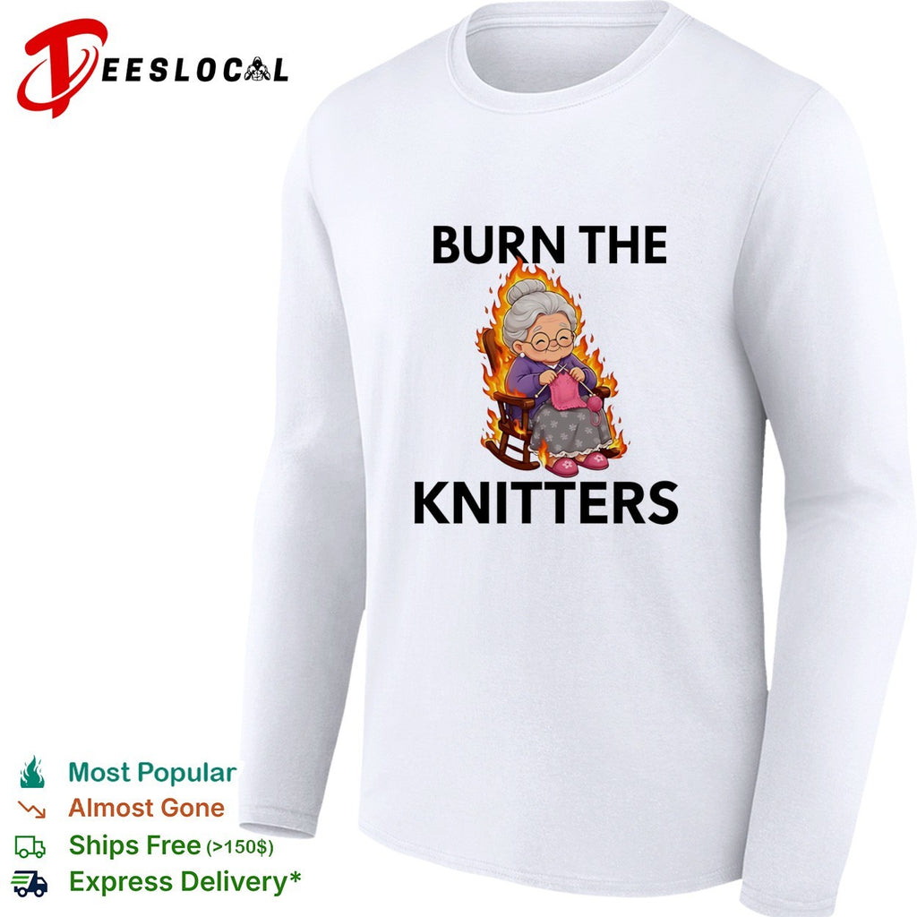 Burn the knitters grandma is crocheting flame graphic shirt