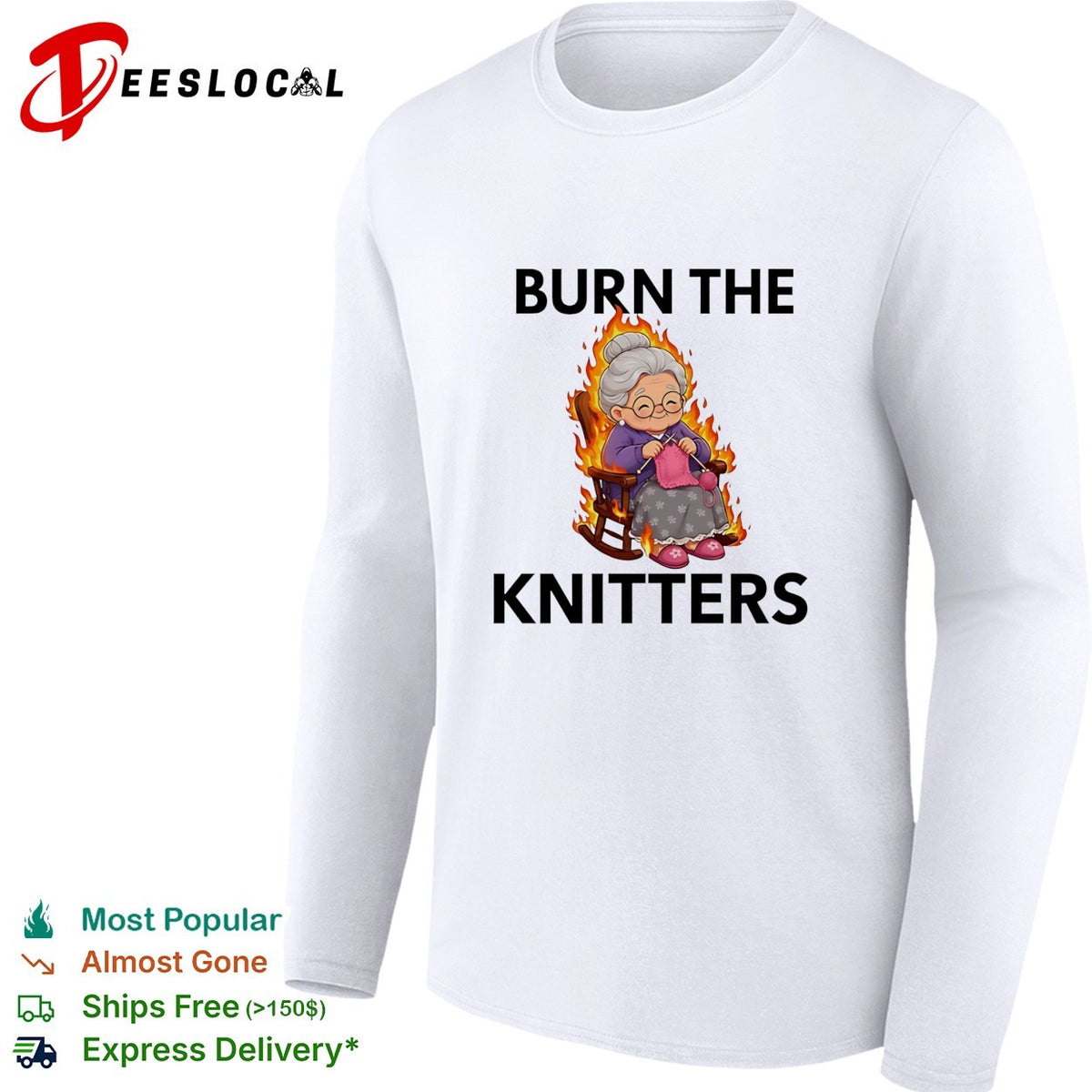 Burn the knitters grandma is crocheting flame graphic shirt