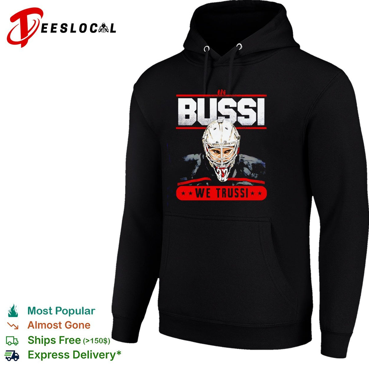 Bussi We Trussi Carolina Hurricanes goalie mask portrait bold shirt
