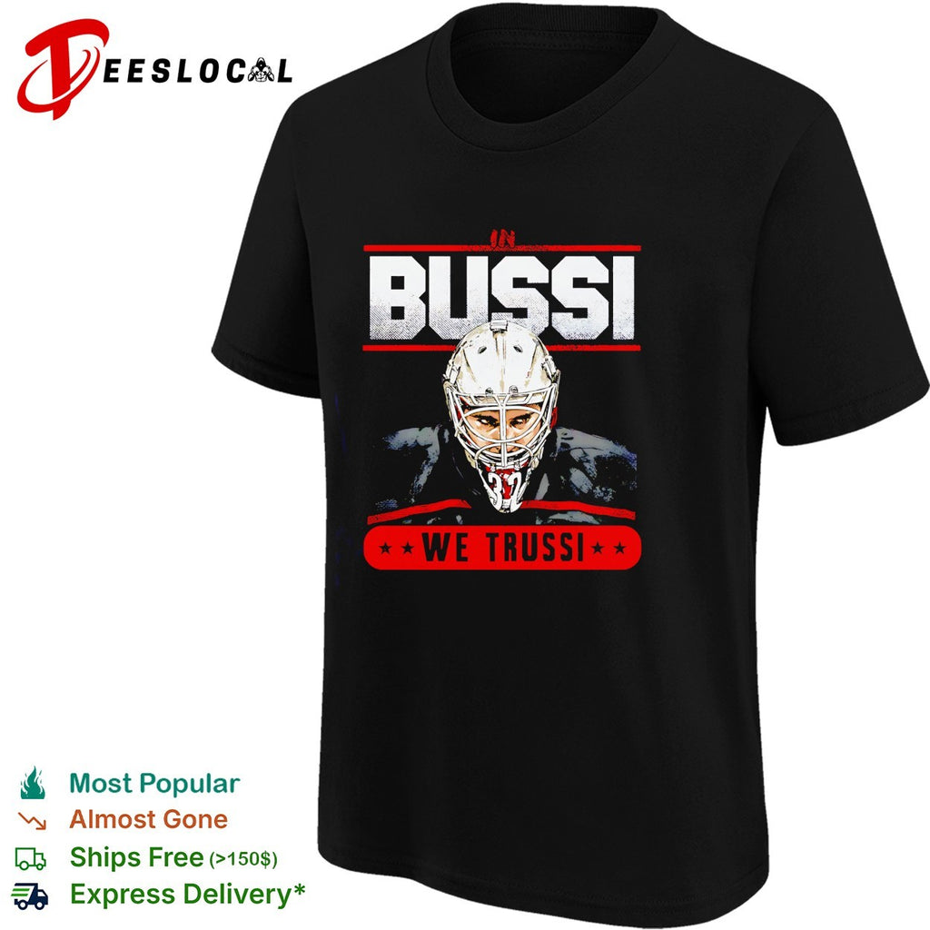 Bussi We Trussi Carolina Hurricanes goalie mask portrait bold shirt
