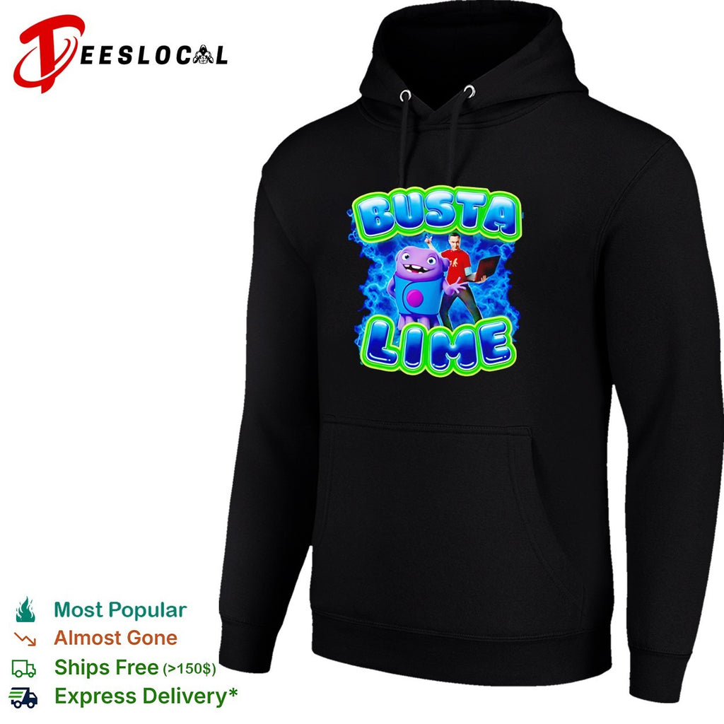 Busta Lime alien character with laptop electric illustration shirt