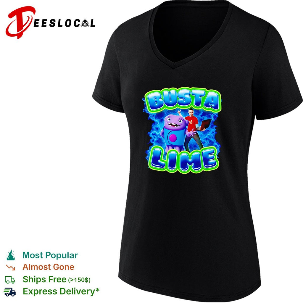 Busta Lime alien character with laptop electric illustration shirt