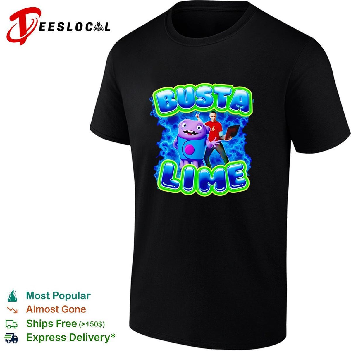 Busta Lime alien character with laptop electric illustration shirt