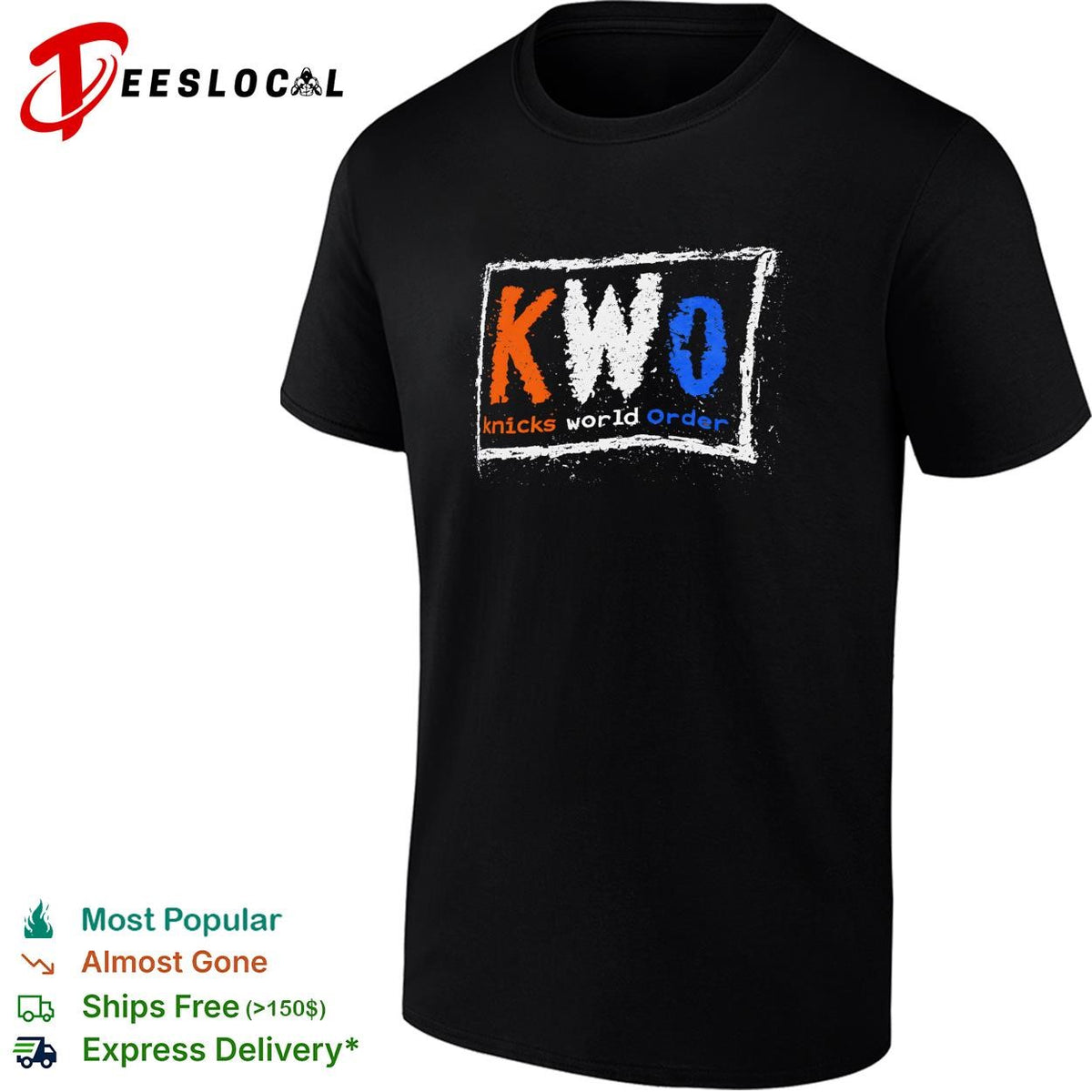 KWO Knicks World Order chalkboard lettering graphic shirt