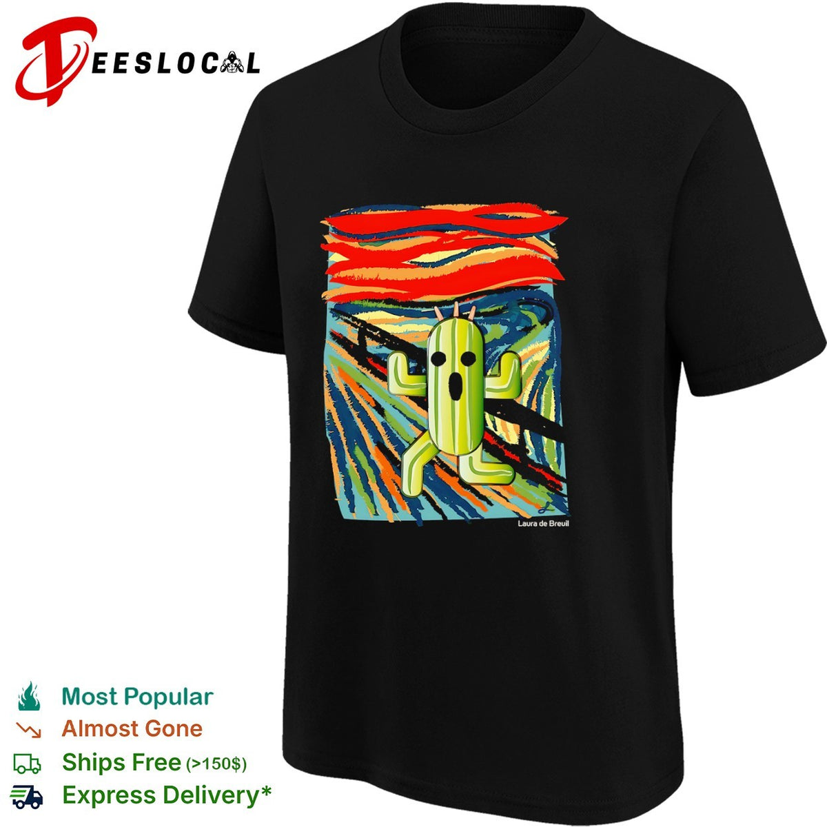 Cactuar The Scream Final Fantasy Mashup Laura de Breuil Parody Art shirt