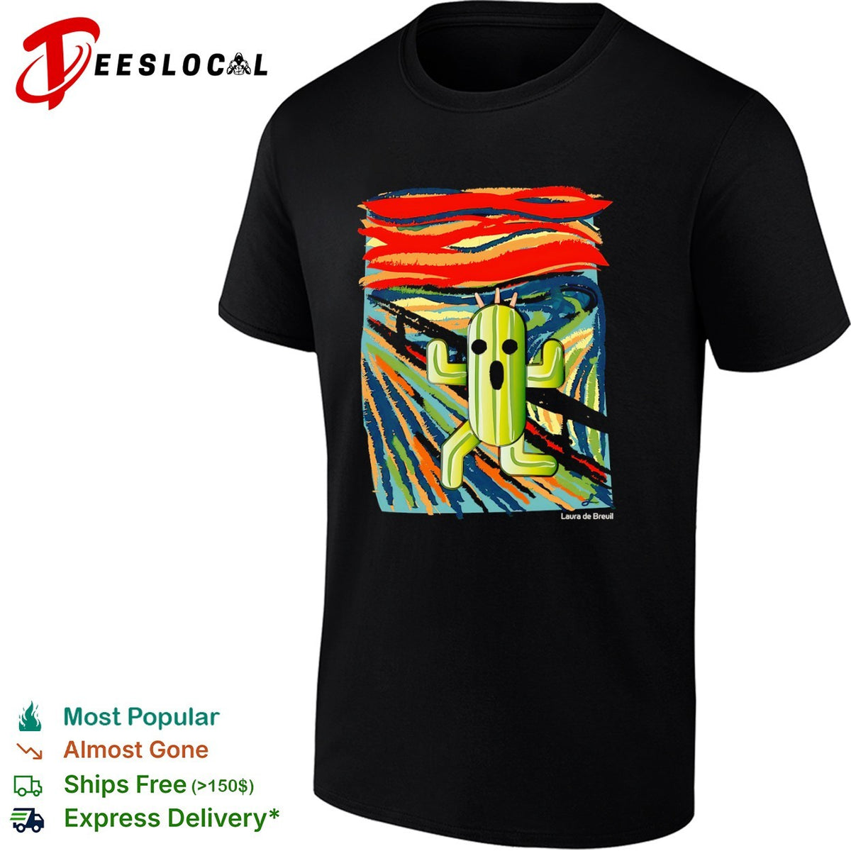 Cactuar The Scream Final Fantasy Mashup Laura de Breuil Parody Art shirt