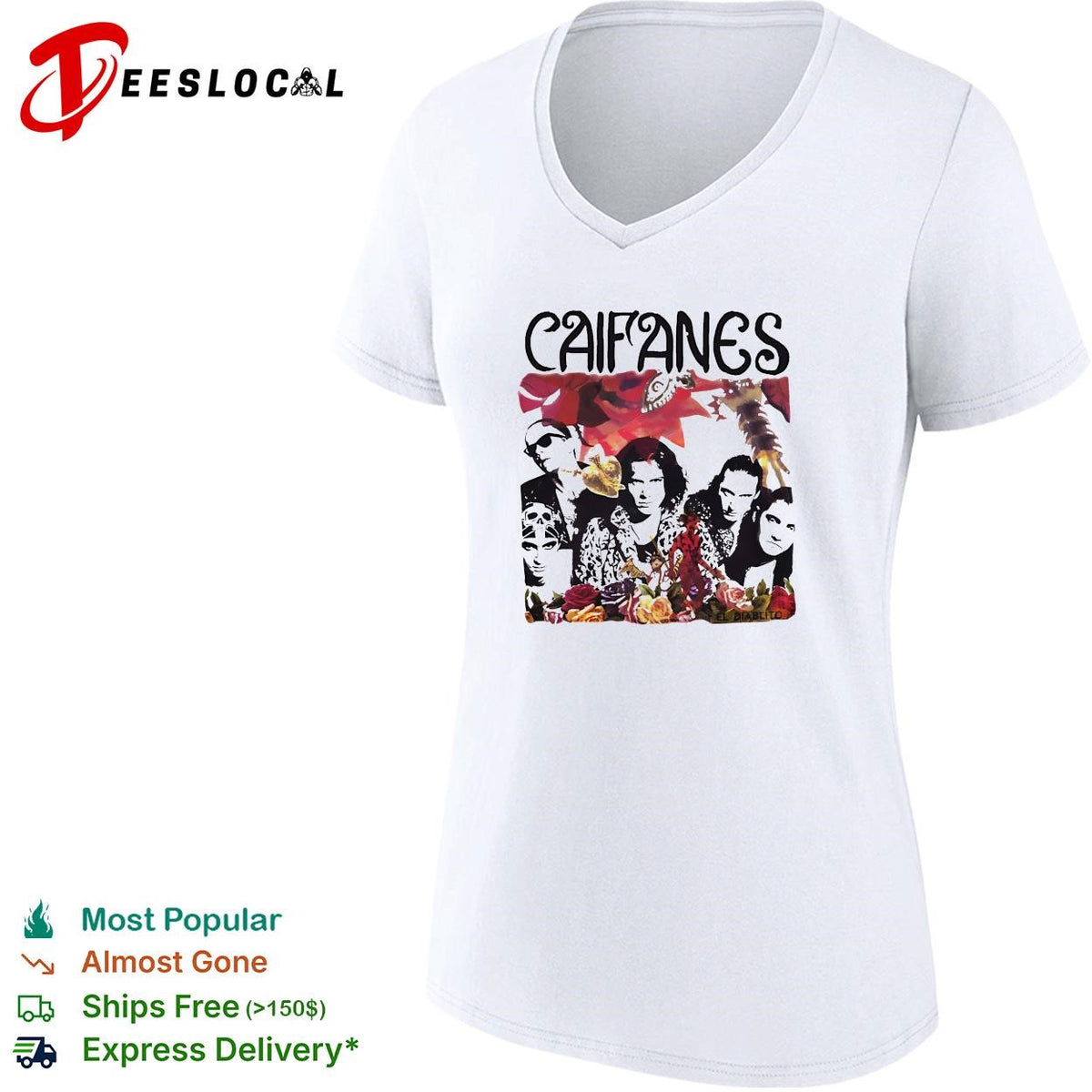 Caifanes band portrait collage with floral border illustration graphic shirt