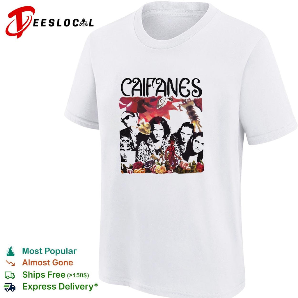 Caifanes band portrait collage with floral border illustration graphic shirt