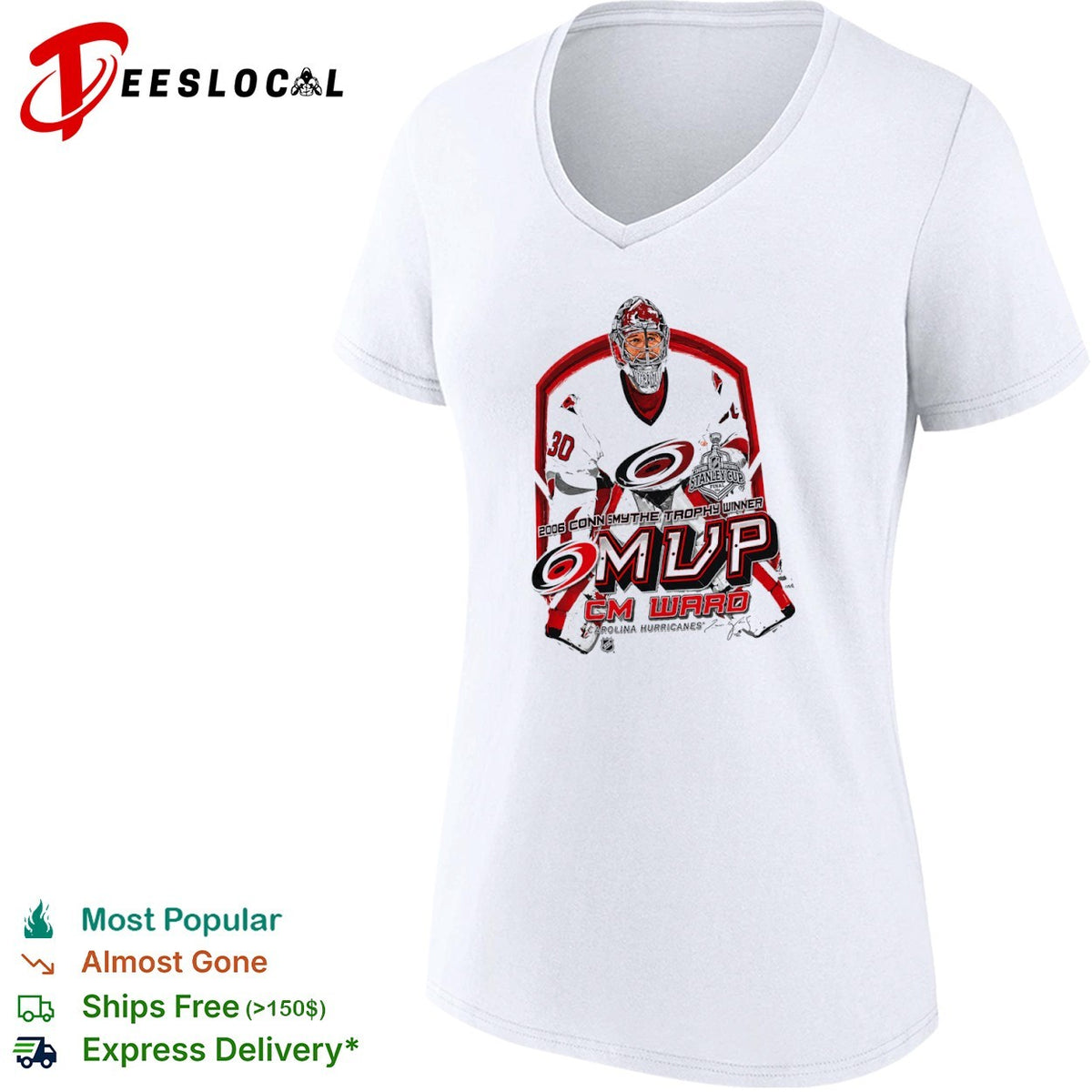 Cam Ward Carolina Hurricanes 2006 Conn Smythe Trophy Winner MVP hockey shirt