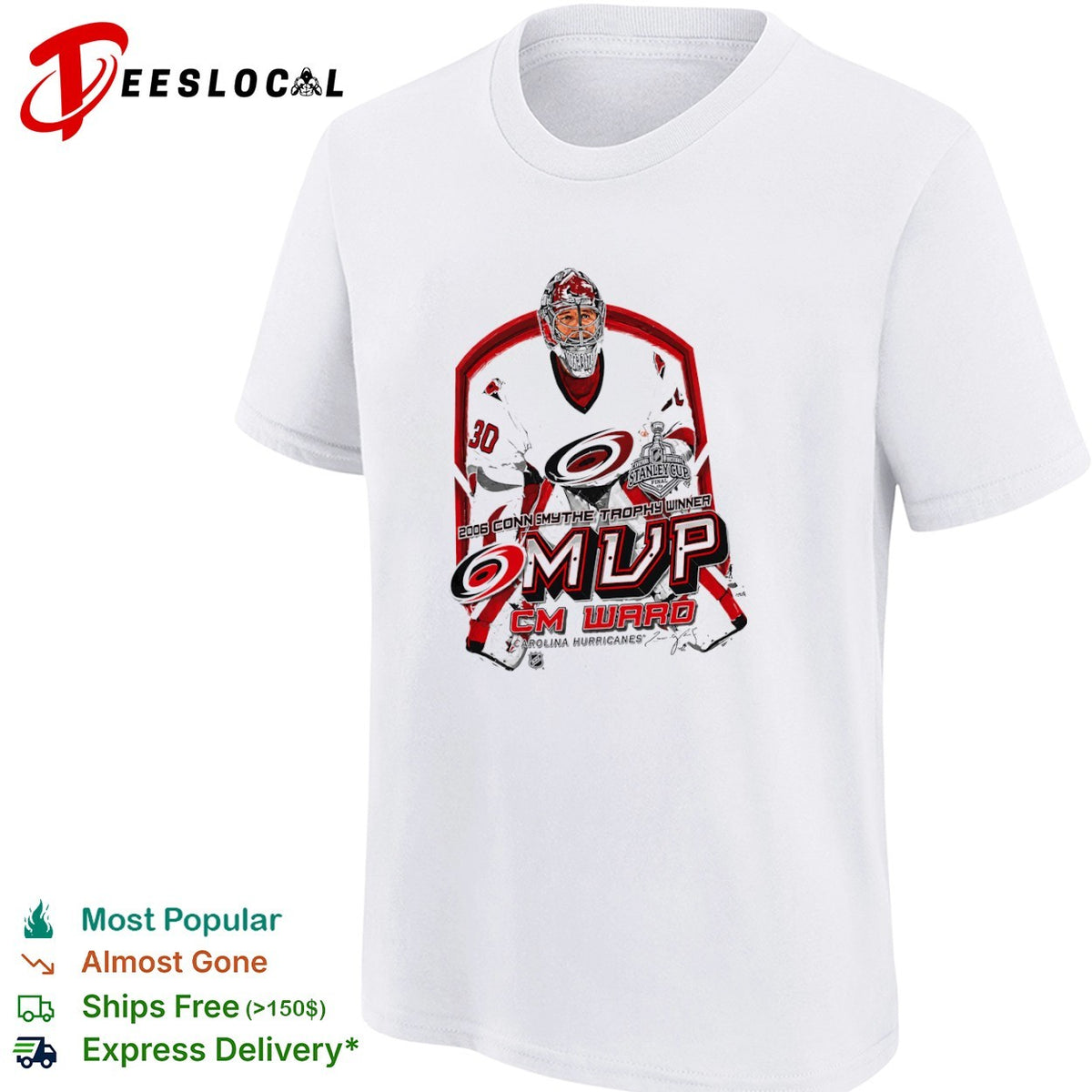 Cam Ward Carolina Hurricanes 2006 Conn Smythe Trophy Winner MVP hockey shirt