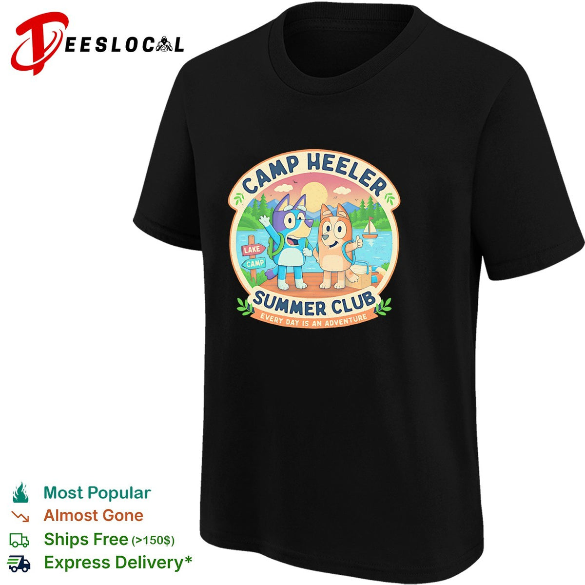 Camp Heeler Summer Club every day is an adventure lake camp fun art shirt