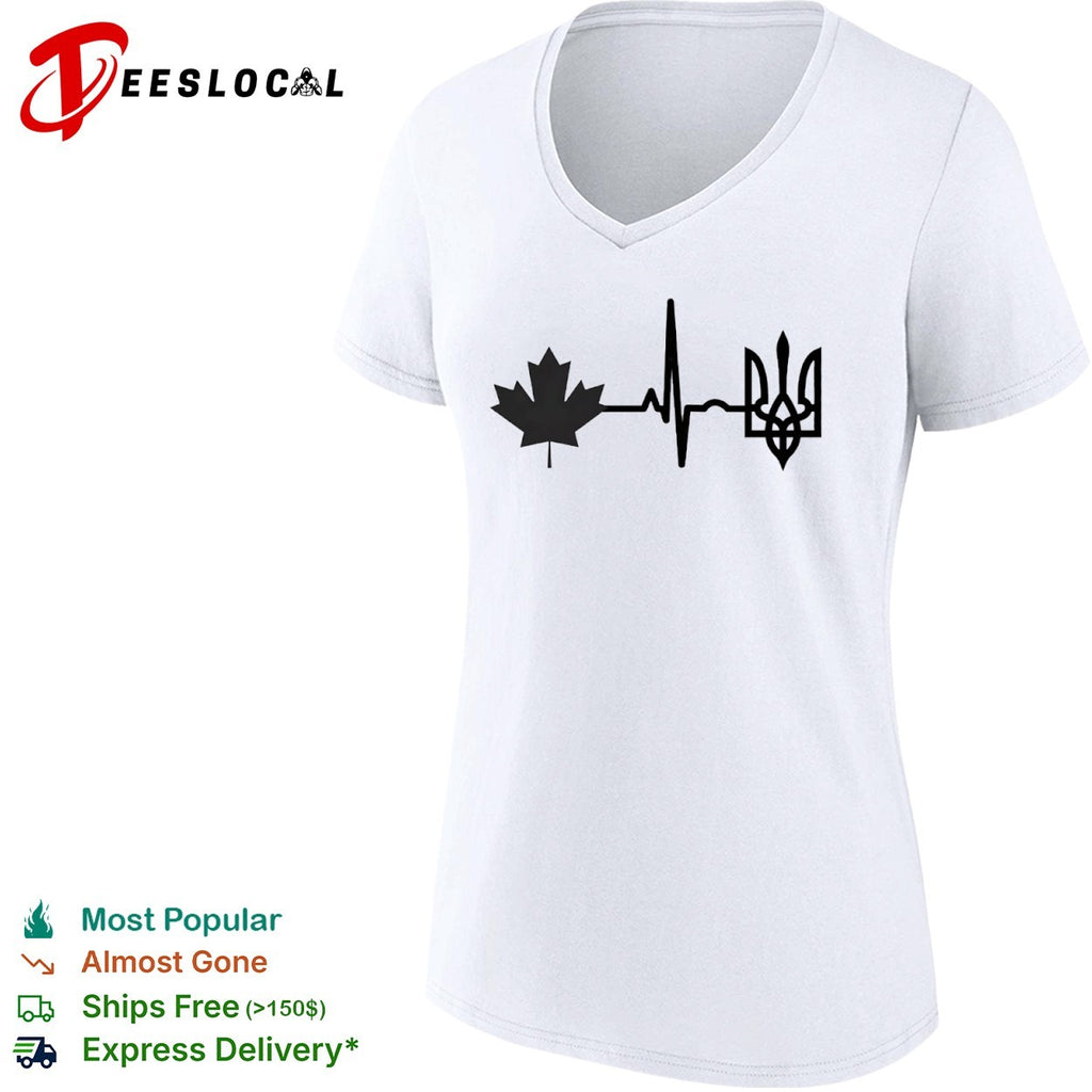 Canada and Ukraine Heartbeat shirt