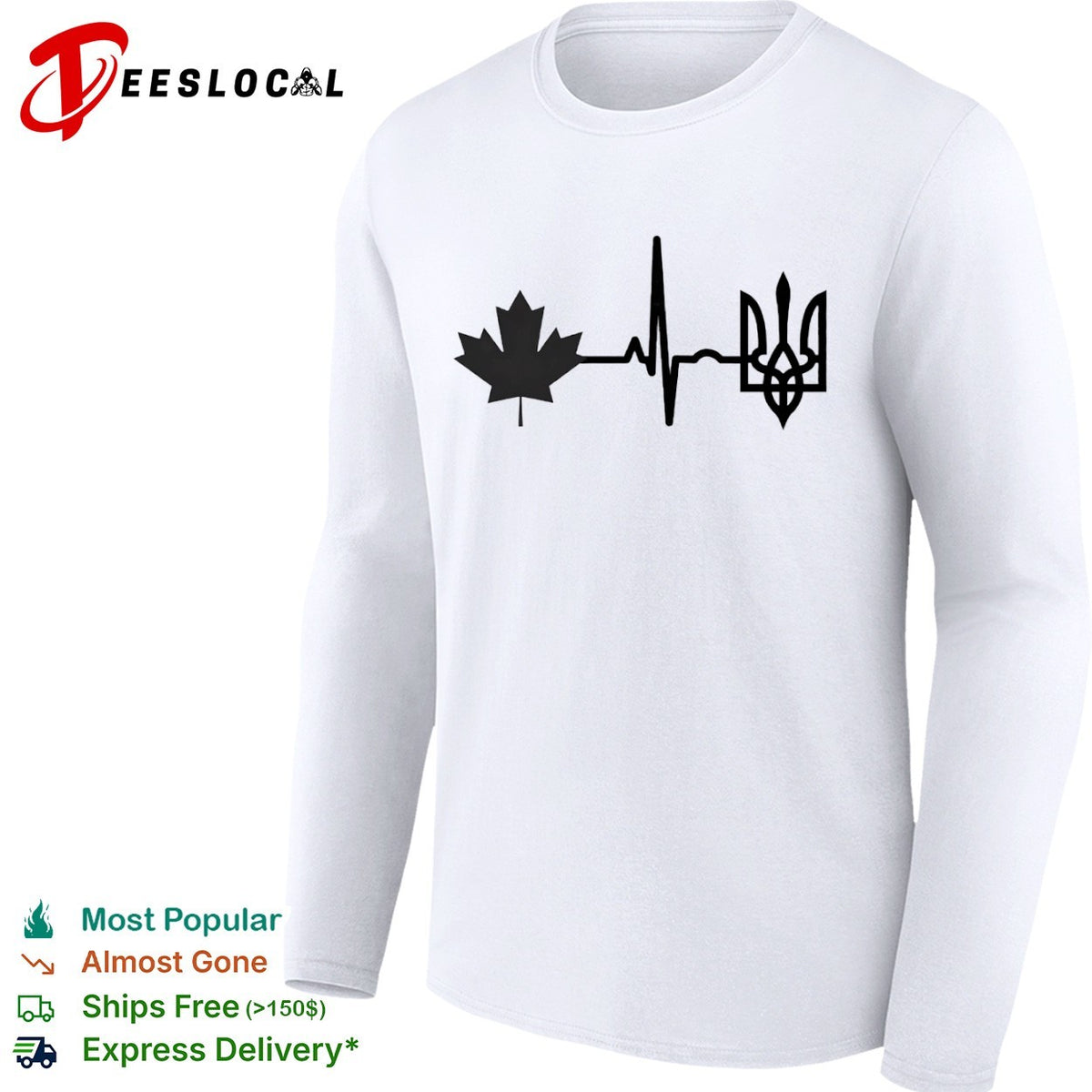 Canada and Ukraine Heartbeat shirt