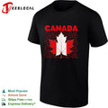 Canada maple leaf bold repeated stacked text shirt
