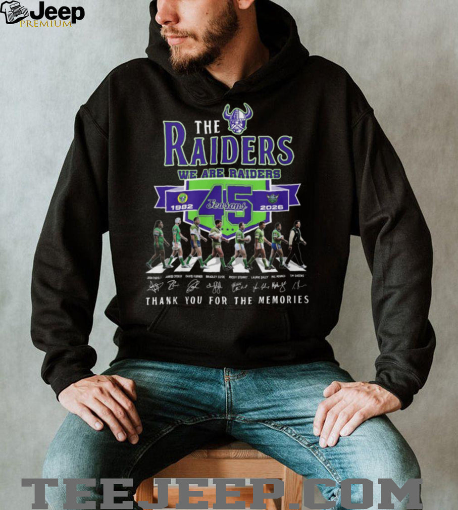Canberra Raiders 45 Seasons 1982 2026 Legend Signatures T Shirt