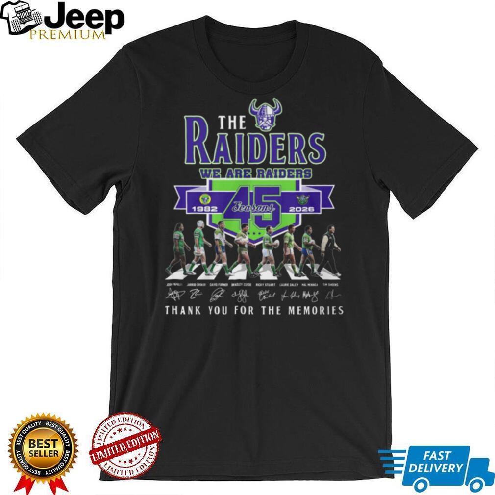 Canberra Raiders 45 Seasons 1982 2026 Legend Signatures T Shirt