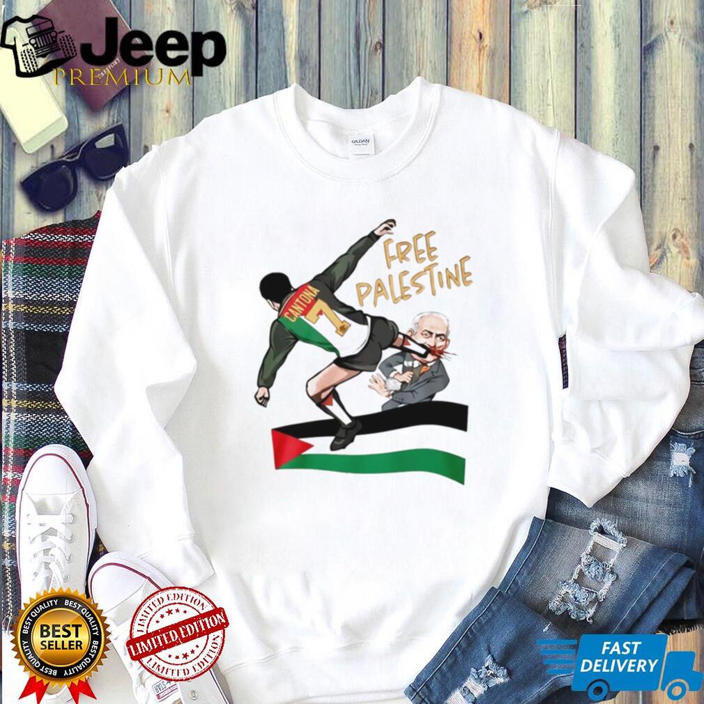 Cantona Free Palestine Football Legend Protest T Shirt