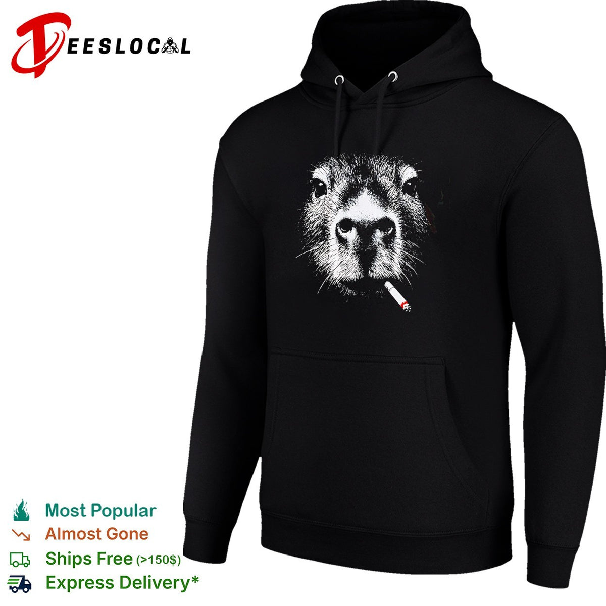 Capybara smoking a cigarette pop culture animal portrait aesthetic humor shirt