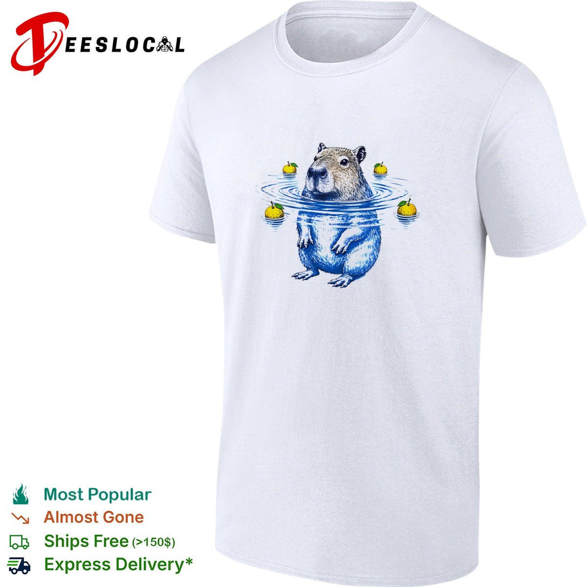 Capybara with yuzu fruit hot spring bathing illustration relaxing animal shirt