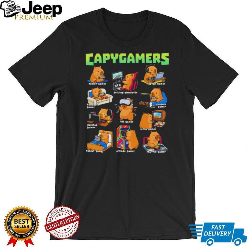 Capygamers Funny Capybara Video Game Types Gaming Lovers T Shirt