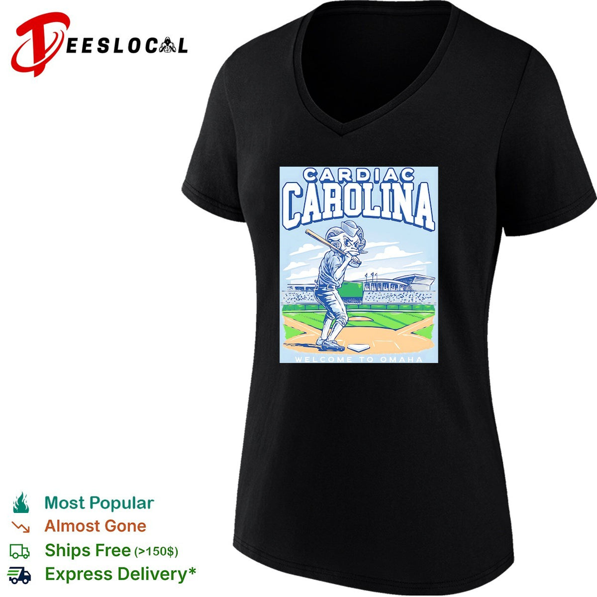 Cardiac Carolina UNC Tar Heels welcome to Omaha College World Series graphic shirt