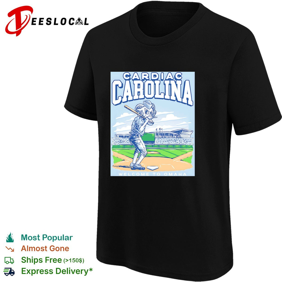 Cardiac Carolina UNC Tar Heels welcome to Omaha College World Series graphic shirt