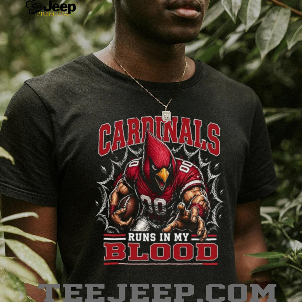 Cardinals Football Runs In My Blood Vintage Retro Sports Fan Apparel For Men Women Shirt
