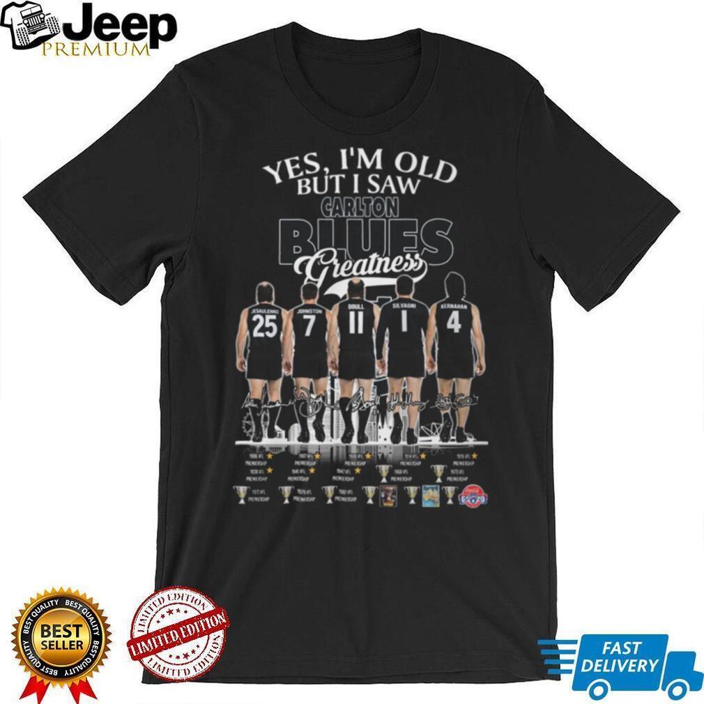 Carlton Blues Greatness Legends Signatures VFLAFL Premiership T Shirt