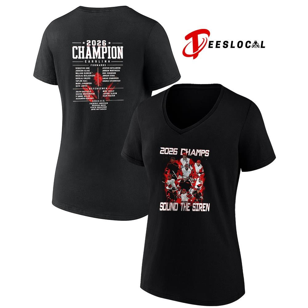 Carolina Huricanes 2026 Champs sound the siren name roster graphic shirt