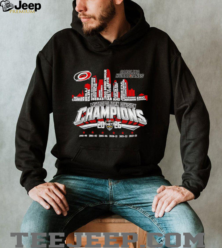 Carolina Hurricanes 2026 Metropolitan Division Champions Roster Skyline T Shirt