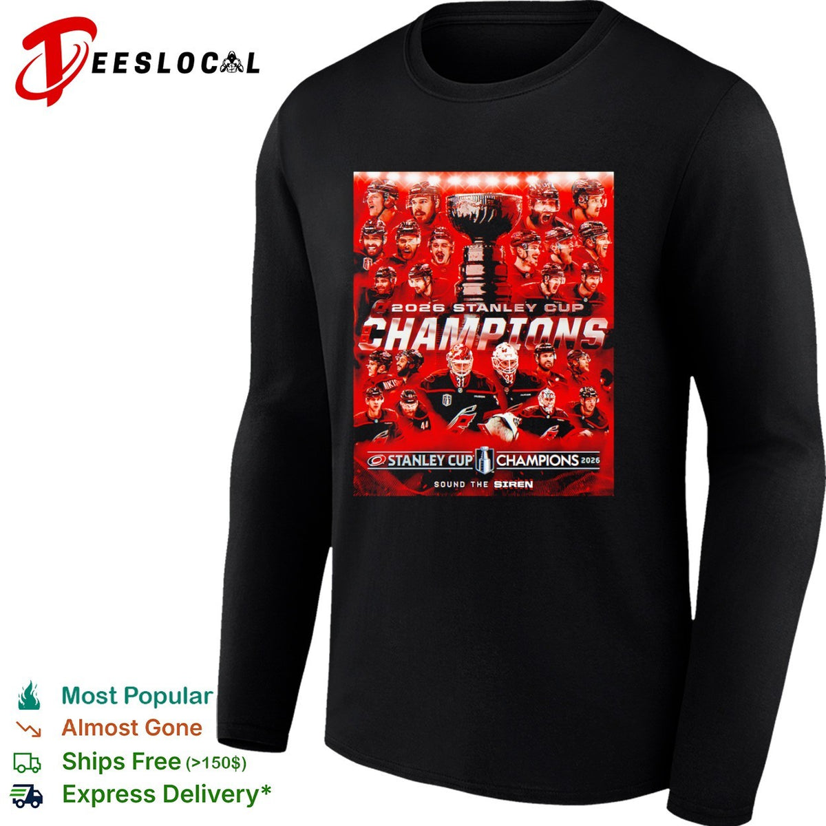 Carolina Hurricanes 2026 Stanley Cup Champions Sound the Siren Roster Team poster shirt