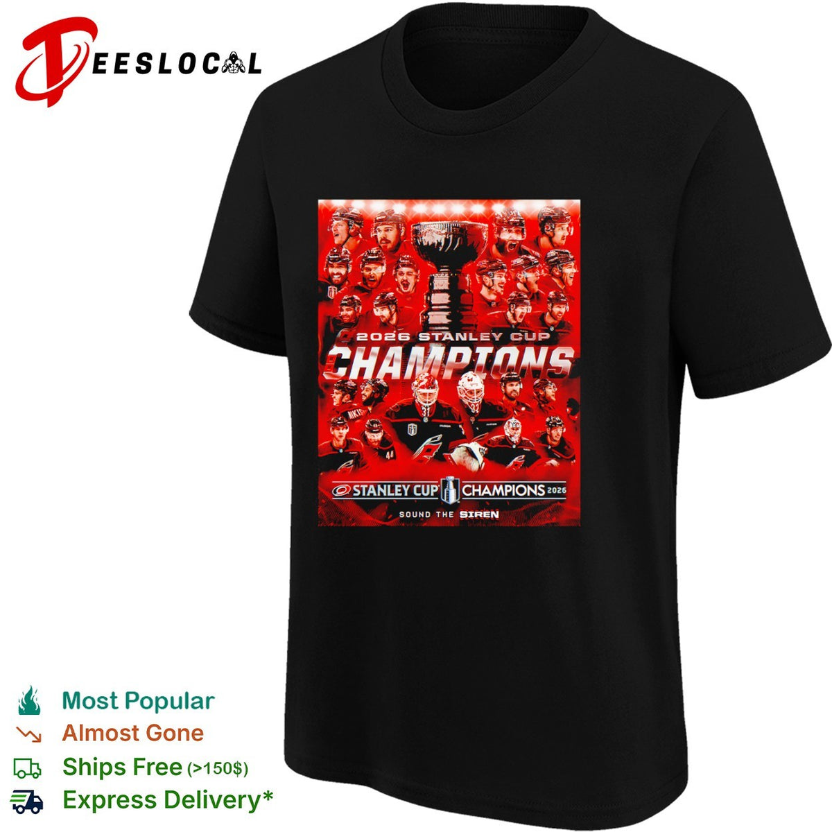 Carolina Hurricanes 2026 Stanley Cup Champions Sound the Siren Roster Team poster shirt