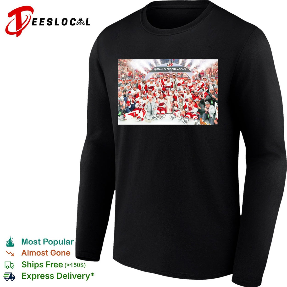 Carolina Hurricanes 2026 Stanley Cup Champions full team victory group photo celebration shirt