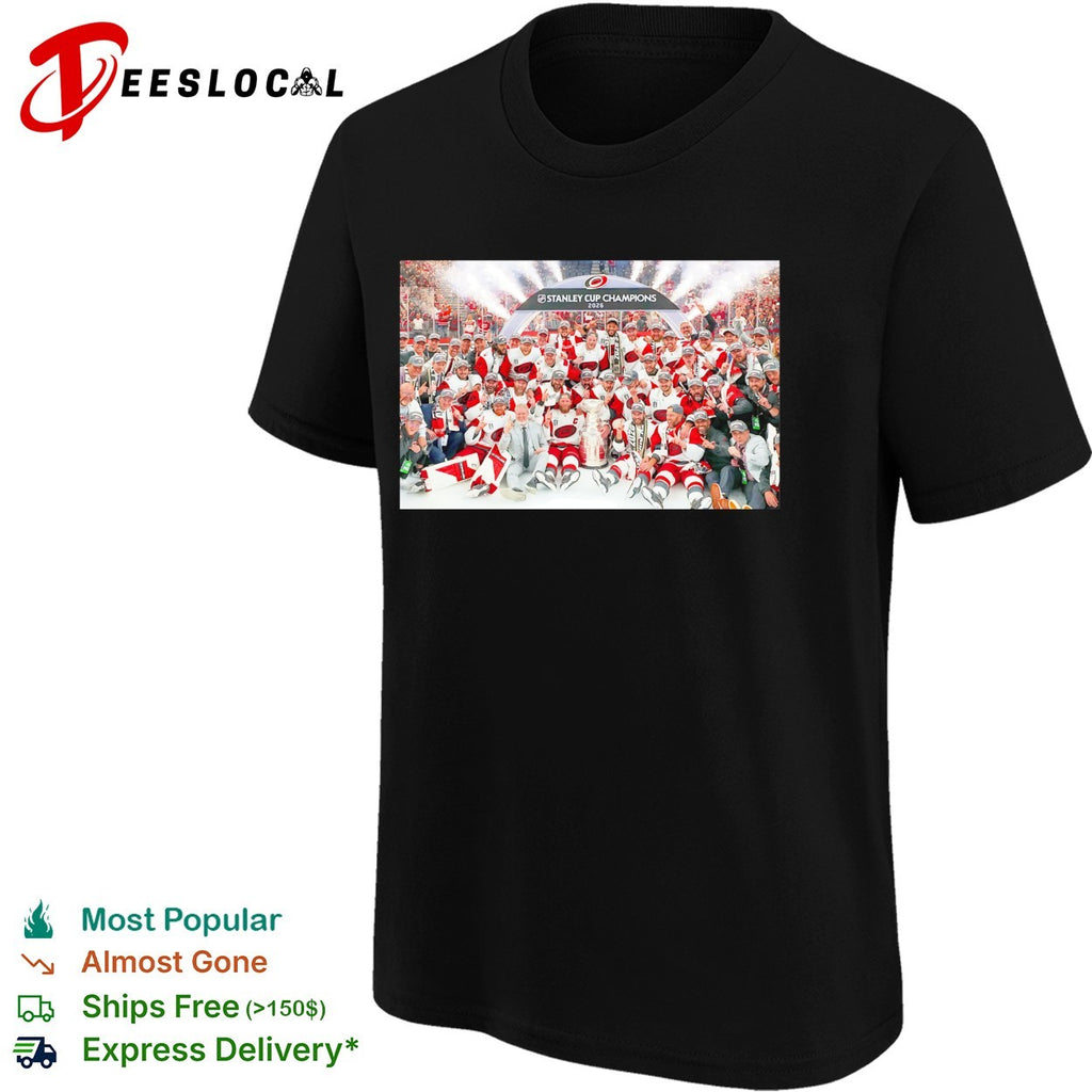 Carolina Hurricanes 2026 Stanley Cup Champions full team victory group photo celebration shirt