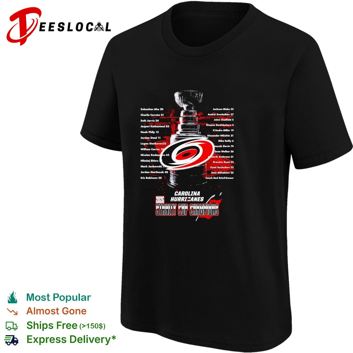 Carolina Hurricanes 2026 Stanley Cup champions full roster list shirt