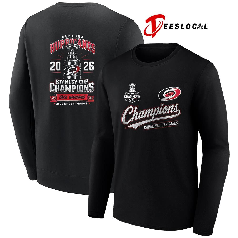 Carolina Hurricanes 2026 Stanley Cup champions take warning trophy graphic shirt