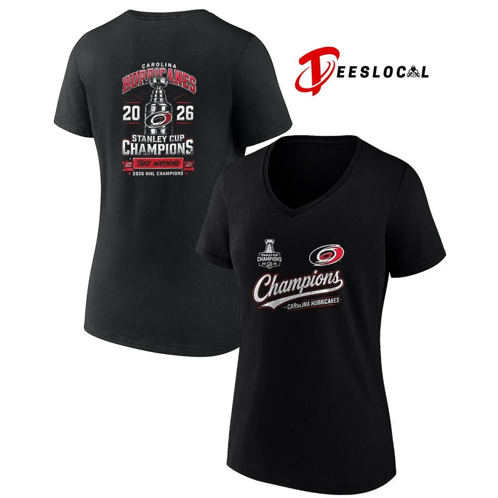 Carolina Hurricanes 2026 Stanley Cup champions take warning trophy graphic shirt