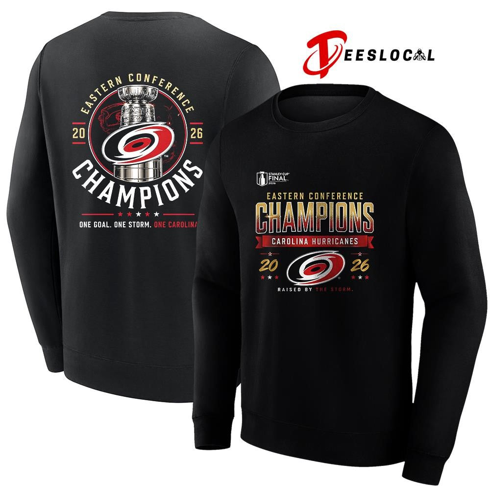 Carolina Hurricanes Eastern Conference final celebration raised by the Storm trophy shirt